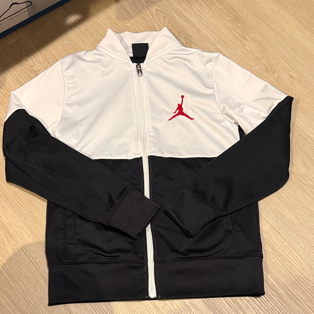 Nike Jordan Men’s Black & White Track Jacket with Red Jumpman